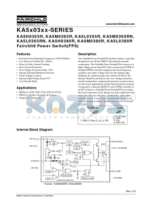 KA5L0380RYDTU datasheet - Fairchild Power Switch(FPS)