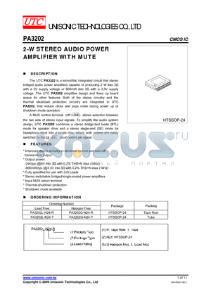 PA3202L-N24-R datasheet - 2-W STEREO AUDIO POWER AMPLIFIER WITH MUTE