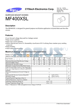 MF4001 datasheet - SURFACE MOUNT DIODES