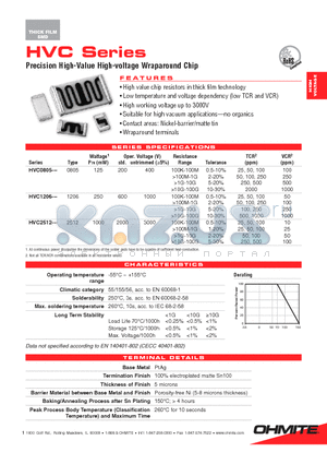 HVC0805T5004JET datasheet - Precision High-Value High-voltage Wraparound Chip