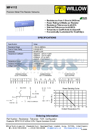 MF411522KOHM datasheet - Precision Metal Film Resistor Networks