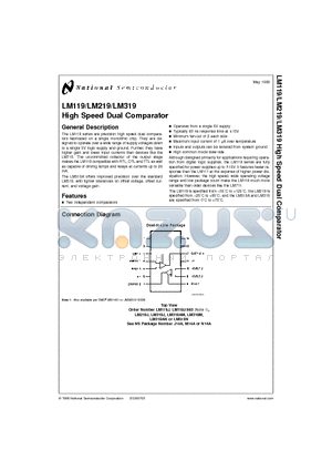 LM319AN datasheet - High Speed Dual Comparator