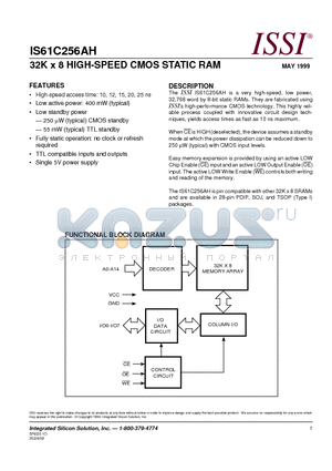 IS61C256AH-15TI datasheet - 32K x 8 HIGH-SPEED CMOS STATIC RAM