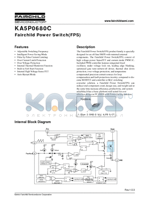 KA5P0680CTU datasheet - Fairchild Power Switch(FPS)