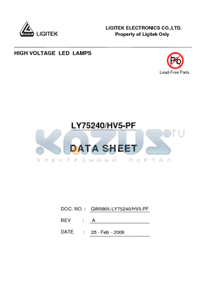 LY75240-HV5-PF datasheet - HIGH VOLTAGE LED LAMPS