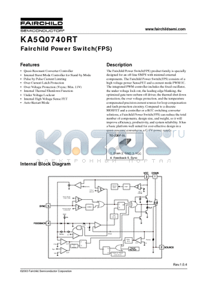 KA5Q0740 datasheet - Fairchild Power Switch(FPS)