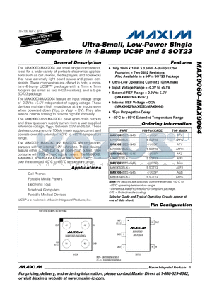 MAX9064EBSG45 datasheet - Ultra-Small, Low-Power Single Comparators in 4-Bump UCSP and 5 SOT23