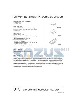 M54123L datasheet - EARTH LEAKAGE CURRENT DETECTOR