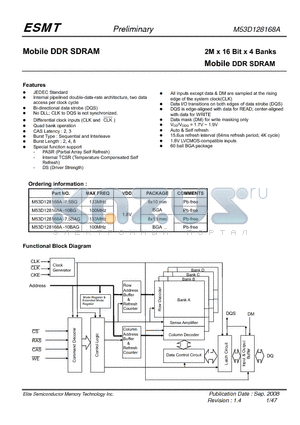 M53D128168A-7.5BAG datasheet - 2M x 16 Bit x 4 Banks Mobile DDR SDRAM