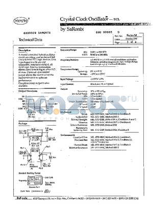 NAE106A10K datasheet - Crystal Clock Oscillator