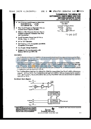 MF4A-50 datasheet - BUTTERWORTH FOURTH-ORDER LOW-PASS SWITCHED-CAPACITOR FILTERS