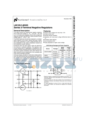 LM320KC-12 datasheet - Series 3-Terminal Negative Regulators