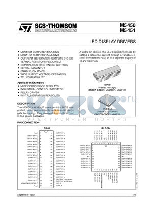 M5450 datasheet - LED DISPLAY DRIVERS
