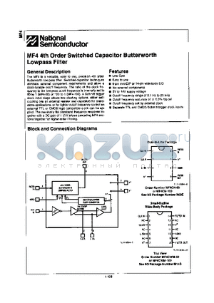 MF4CWM-50 datasheet - 4TH ORDER SWITCHED CAPACITOR BUTTERWORTH