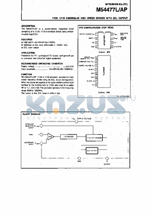 M54477L datasheet - 1/128, 1/136 2-MODULUS HIGH SPEED DIVIDER WITH ECL OUTPUT