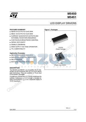 M5450_04 datasheet - LED DISPLAY DRIVERS