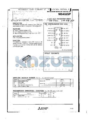 M54515P datasheet - 7-UNIT 16mA TRANSISTOR ARRAY