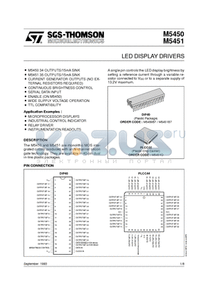 M5451Q datasheet - LED DISPLAY DRIVERS