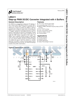 LM3211MTX-ADJ datasheet - Step-up PWM DC/DC Converter Integrated with 4 Buffers