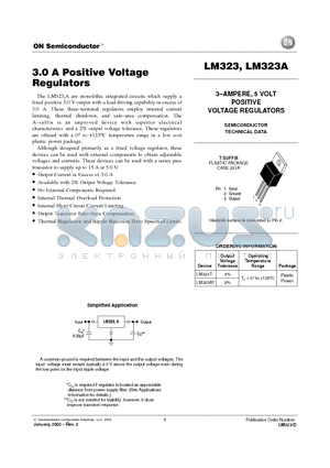 LM323 datasheet - 3.0 A Positive Voltage Regulators