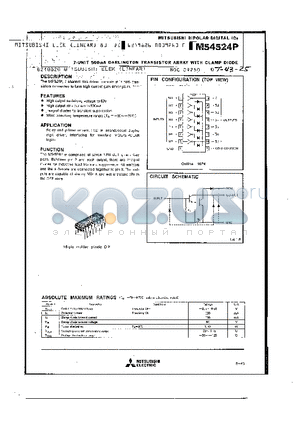 M54524P datasheet - 7-UNIT 500mA DARLINGTON TRANSISTOR ARRAY WITH CLAMP DIODE