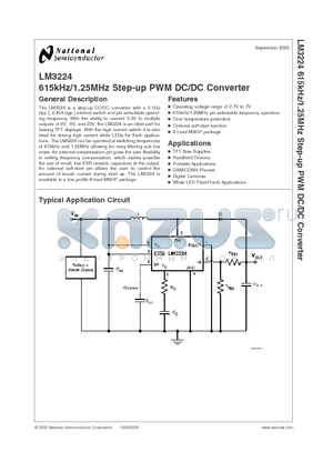 LM3224MM-ADJ datasheet - 615kHz/1.25MHz Step-up PWM DC/DC Converter