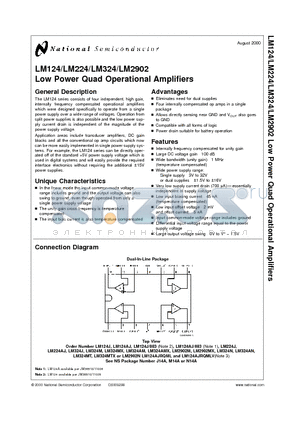 LM324 datasheet - Low Power Quad Operational Amplifiers