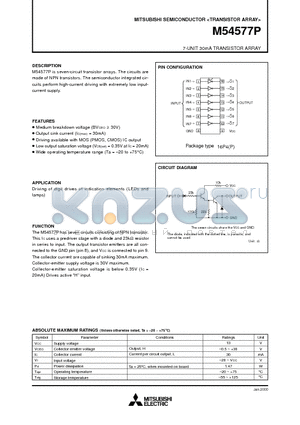 M54577FP datasheet - 7 UNIT 30MA TRANSISTOR ARRAY