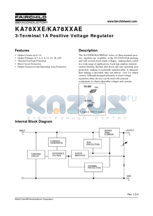 KA7806AE datasheet - 3-Terminal 1A Positive Voltage Regulator