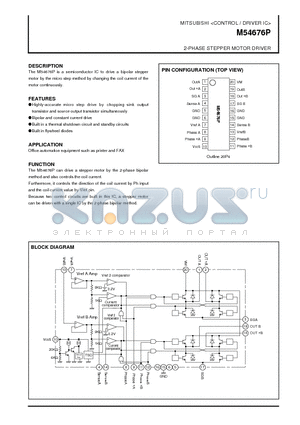 M54676 datasheet - 2-PHASE STEPPER MOTOR DRIVER