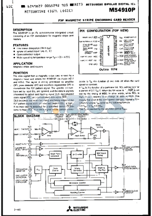 M54910P datasheet - F2F MAGNETIC STRIPE ENCORDING CARD READER