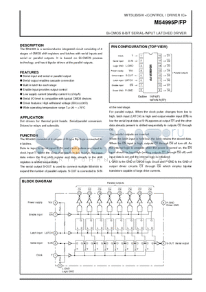 M54995FP datasheet - Bi-CMOS 8-BIT SERIAL-INPUT LATCHED DRIVER