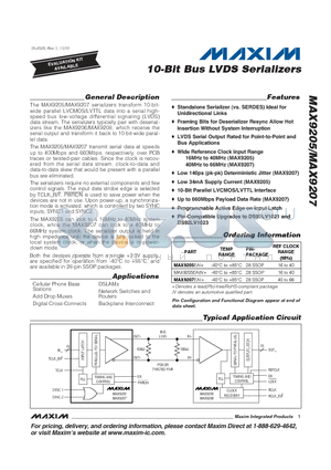 MAX9205_10 datasheet - 10-Bit Bus LVDS Serializers