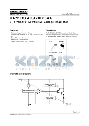 KA78L05AZBU datasheet - 3-terminal 0.1A positive voltage regulator