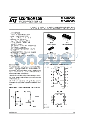 M54HC09F1R datasheet - QUAD 2-INPUT AND GATE OPEN DRAIN