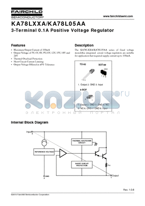 KA78L08AZBU datasheet - 3-Terminal 0.1A Positive Voltage Regulator