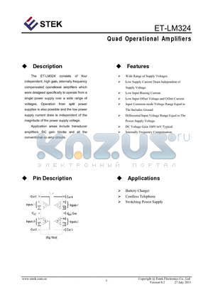 LM324KC datasheet - Quad Operational Amplifiers