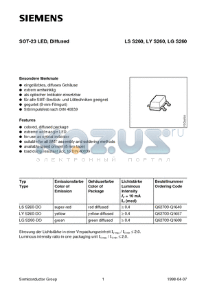 LYS260-DO datasheet - SOT-23 LED, Diffused