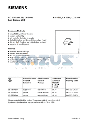 LYS269-BO datasheet - LC SOT-23 LED, Diffused Low Current LED