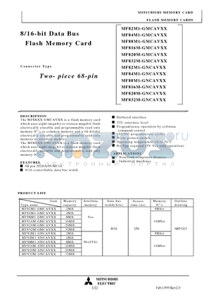 MF816M-GMCAVXX datasheet - 8/16-bit Data Bus Flash Memory Card