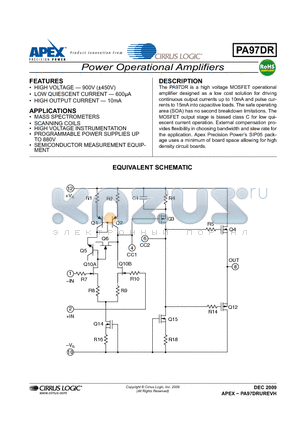 PA97DR_0912 datasheet - Power Operational Amplifiers