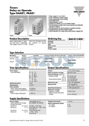 PAA01DM24 datasheet - Timers Delay on Operate