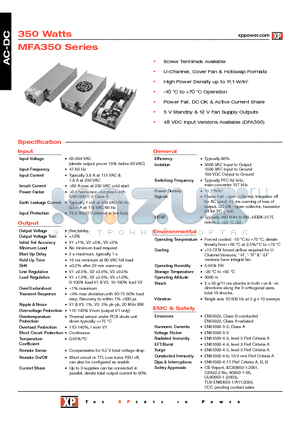 MFA350PS12 datasheet - AC-DC Power Supplies