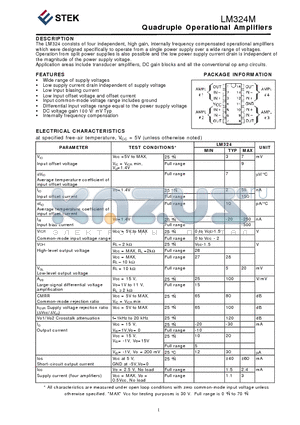 LM324M datasheet - Quadruple Operational Amplifiers