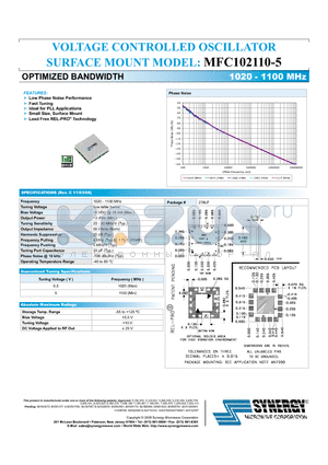 MFC102110-5 datasheet - VOLTAGE CONTROLLED OSCILLATOR