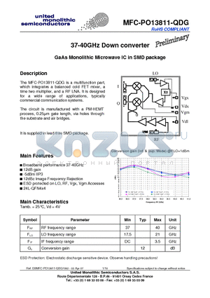 MFC-PO13811-QDG datasheet - 37-40GHz Down converter