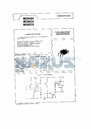 MFC8021A datasheet - CLASS B AUDIO DRIVERS SILICON MONOLITHIC FUNCTIONAL CIRCUITS