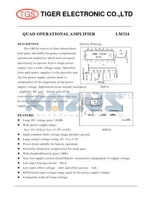 LM324N datasheet - QUAD OPERATIONAL AMPLIFIER