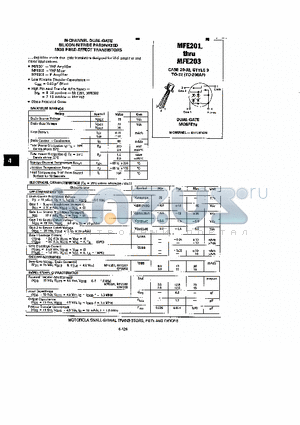 MFE202 datasheet - N-CHANNEL DUAL-GAE SILICON-NITRIDE PASSIVATED MOS FIELD-EFFECT TRANSISTORS