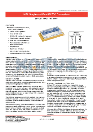 MFL2812D datasheet - Parallel operation with current share, 16 to 40 VDC input